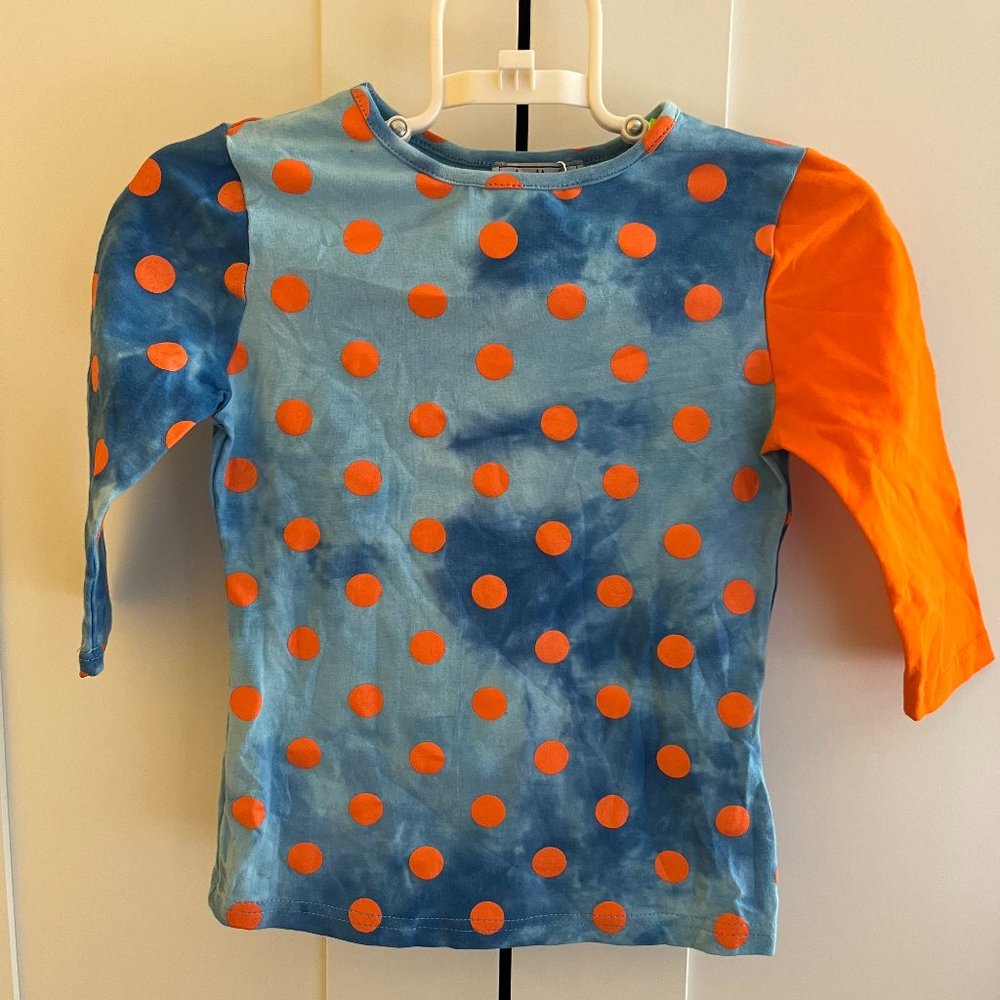 Girl's Blue & Orange Polka Dot Top Size 5
